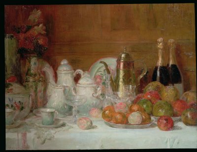 Still Life with Fruit and Champagne Bottles by Charles Couche